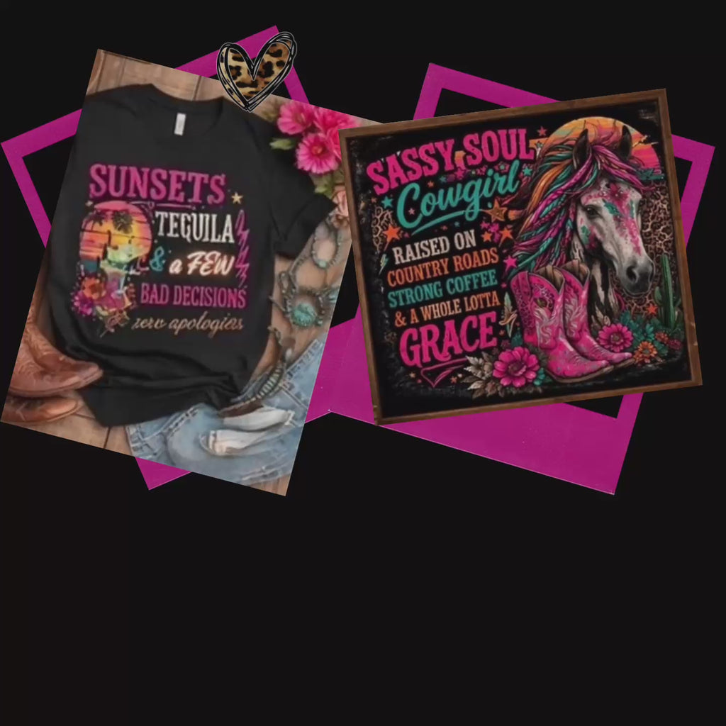 Neon Cowgirl PNG Bundle | Sassy Western Sublimation Designs | Retro Rodeo Western Clipart | Wild Heart Cowgirl Shirt Designs | Digital Download